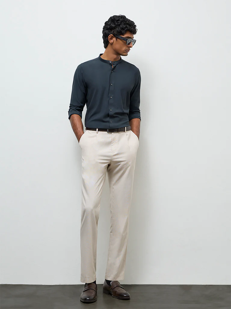 WES Formals Teal Ultra Slim-Fit Shirt - Image 3