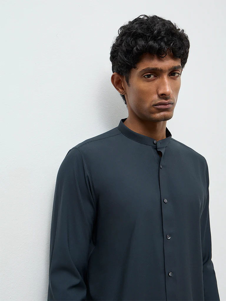 WES Formals Teal Ultra Slim-Fit Shirt - Image 4