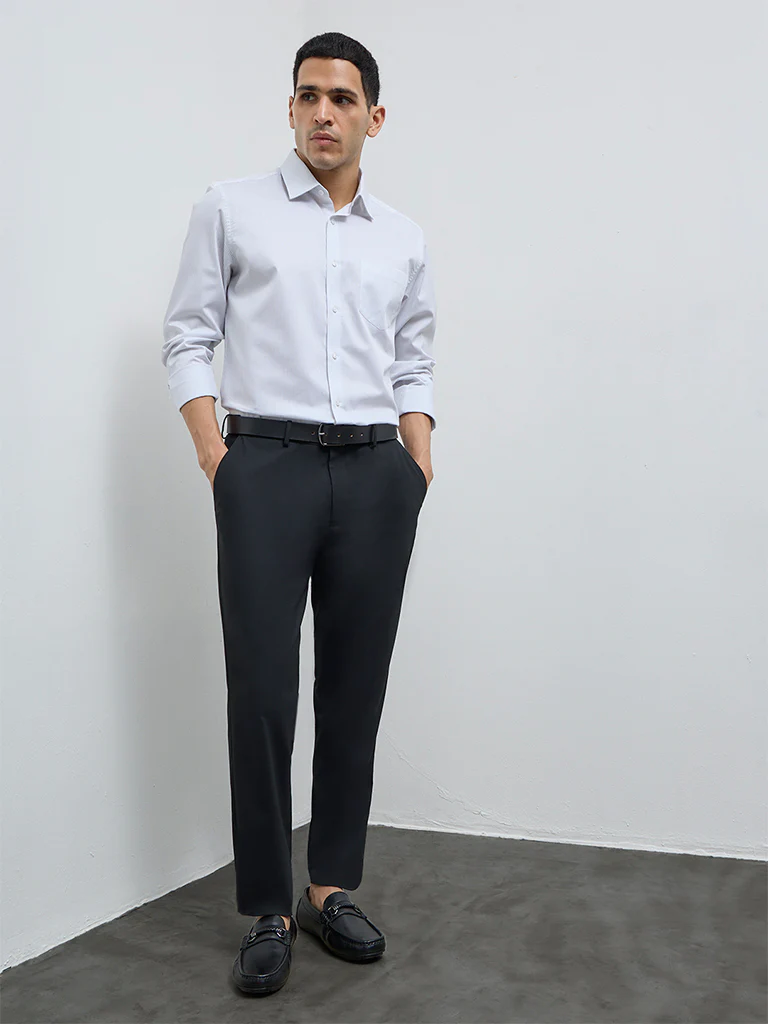 WES Formals White Pinstriped Slim-Fit Cotton Shirt - Image 2