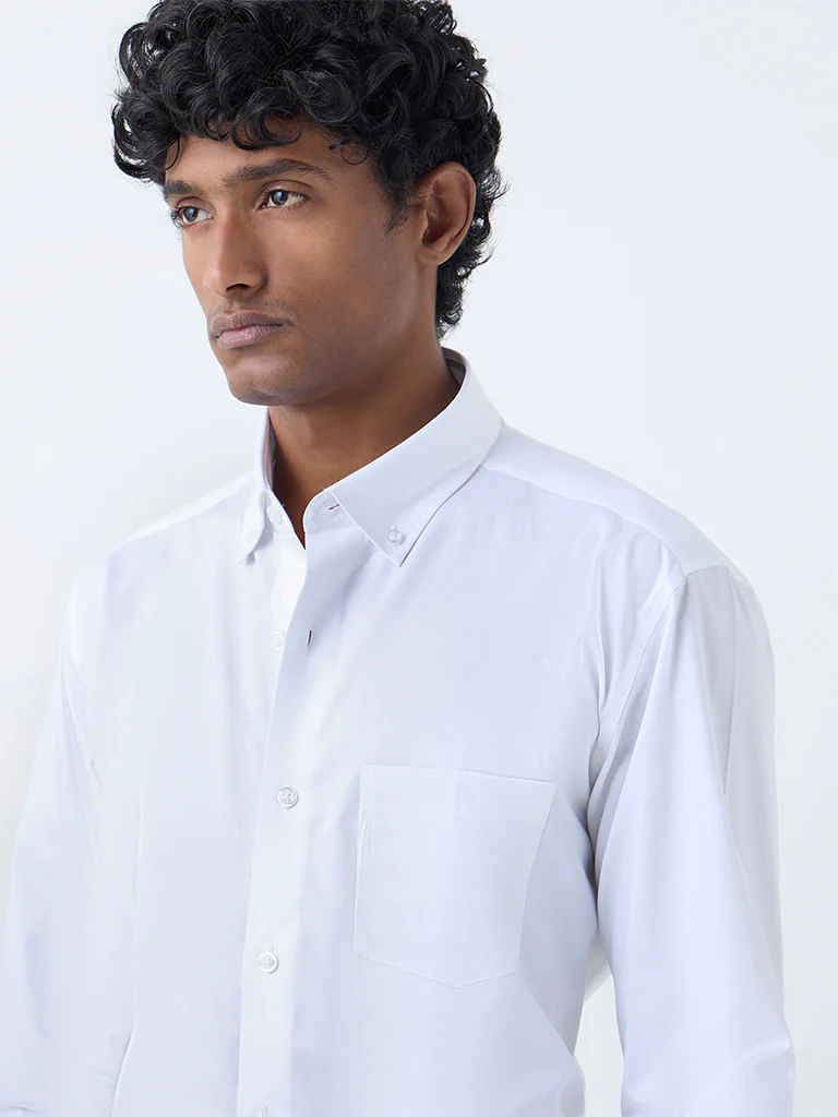 WES Formals White Relaxed-Fit Cotton Shirt - Image 2