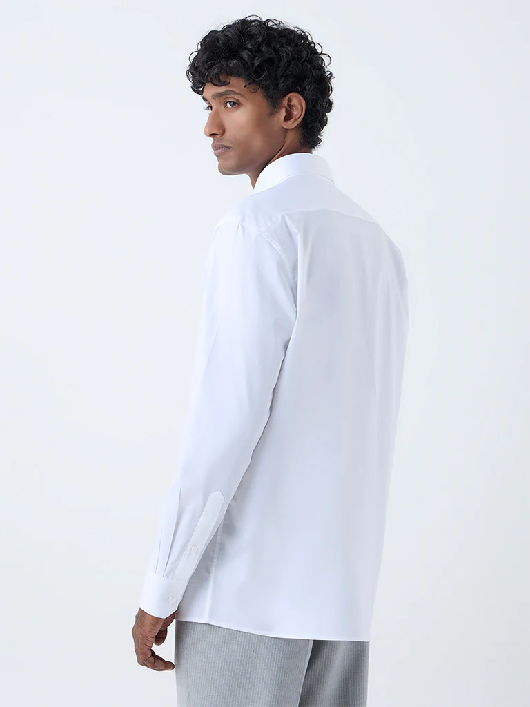 WES Formals White Relaxed-Fit Cotton Shirt - Image 4