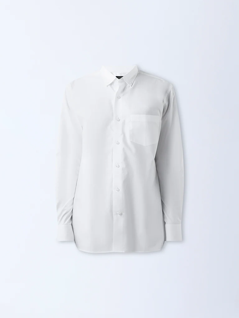 WES Formals White Relaxed-Fit Cotton Shirt - Image 5