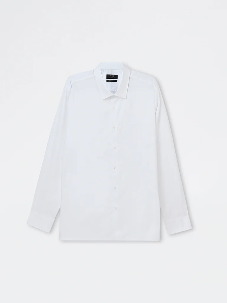 WES Formals White Slim-Fit Cotton Shirt