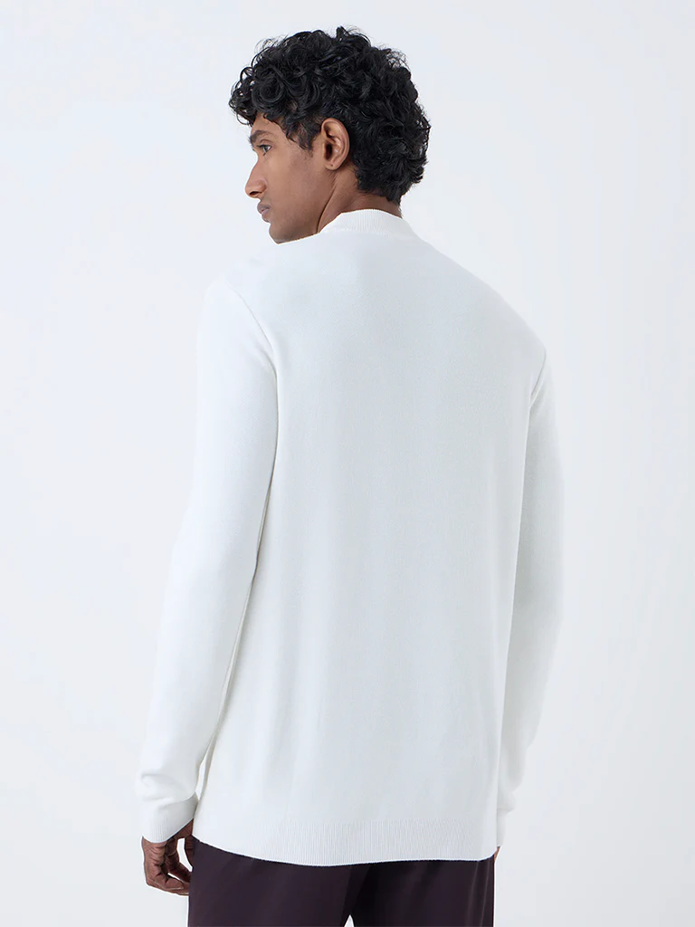 WES Formals White Solid Slim-Fit Sweater - Image 5