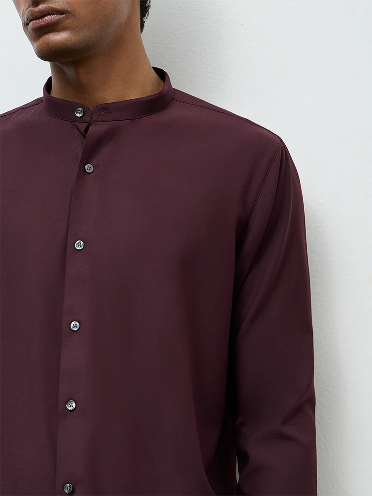 WES Formals Wine Ultra Slim-Fit Shirt - Image 4