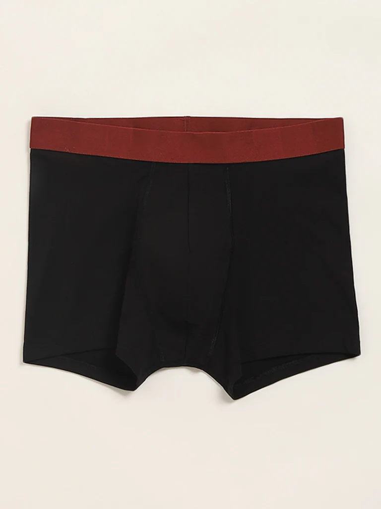 WES Lounge Black Cotton-Blend Relaxed Fit Trunks - Pack of 3 - Image 3