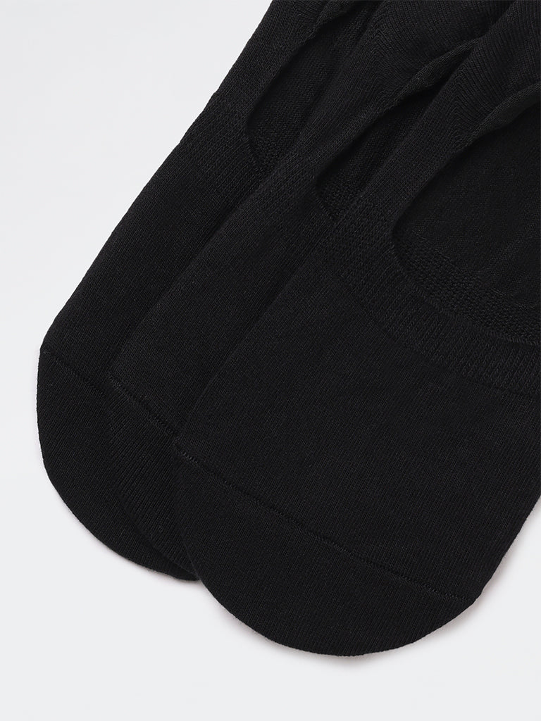 WES Lounge Black Invisible No Show Cotton-Blend Socks - Pack of 3 - Image 4