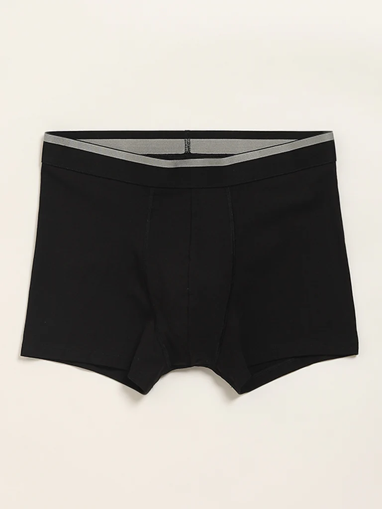 WES Lounge Black Printed Cotton-Blend Relaxed Fit Trunks - Pack of 3 - Image 5