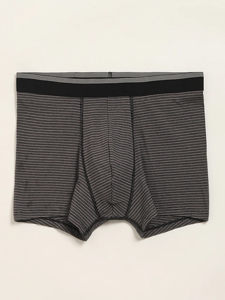 WES Lounge Black Printed Cotton-Blend Relaxed Fit Trunks - Pack of 3 - Image 4