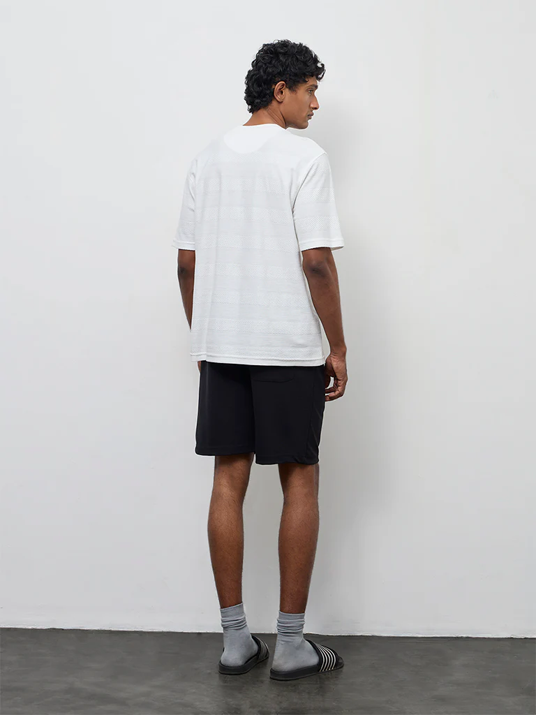 WES Lounge Black Relaxed-Fit Mid-Rise Cotton-Blend Shorts - Image 5
