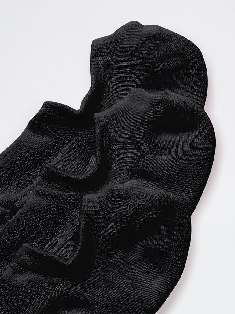 WES Lounge Black Textured Cotton-Blend Socks - Pack of 3 - Image 3