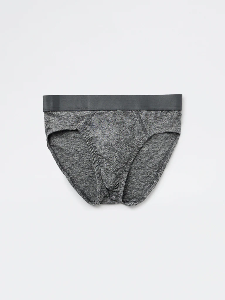 WES Lounge Blue Solid Cotton-Blend Briefs - Pack of 3 - Image 3