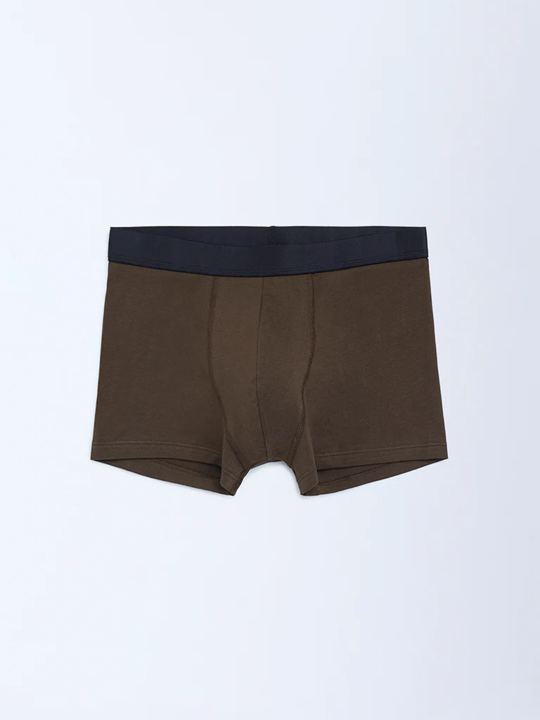 WES Lounge Brown Cotton Trunks - Pack of 3 - Image 3