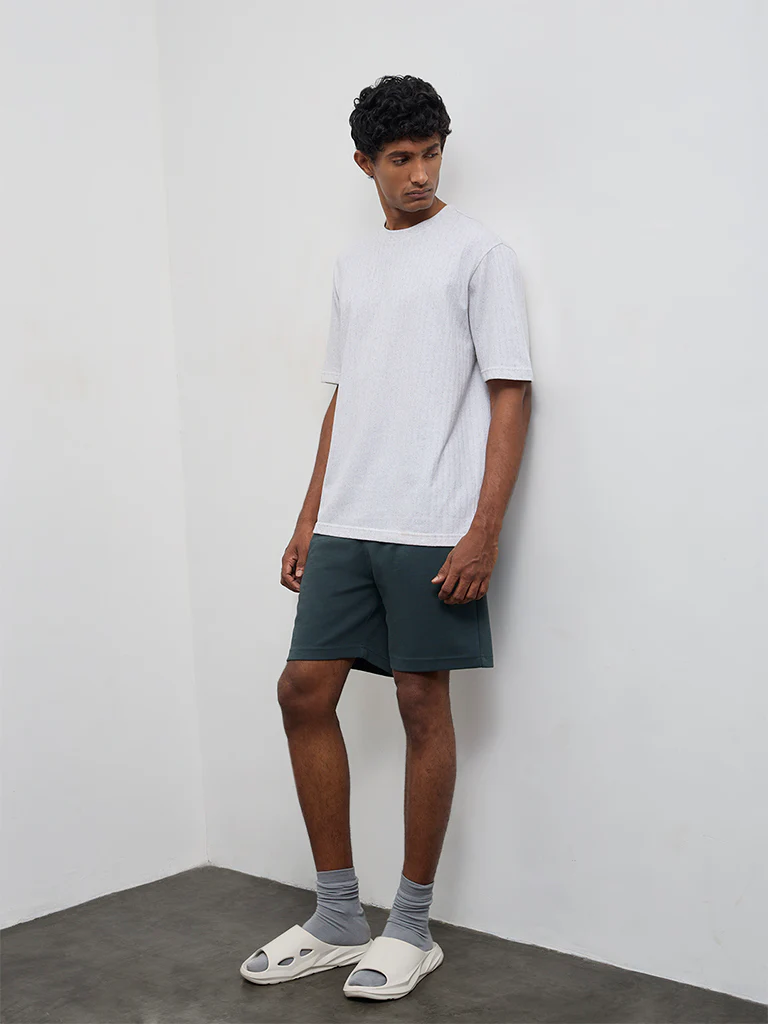 WES Lounge Dark Green Relaxed-Fit Mid-Rise Cotton-Blend Shorts