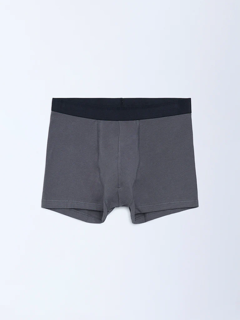 WES Lounge Dark Grey Cotton Trunks - Pack of 3 - Image 2