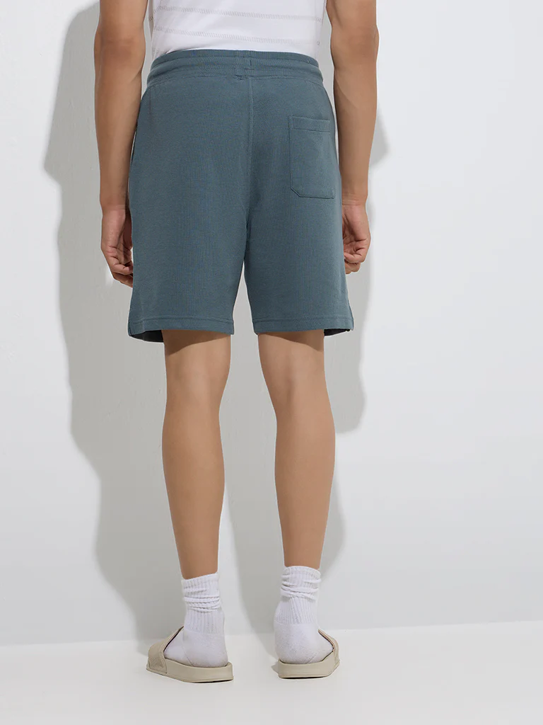 WES Lounge Dark Teal Relaxed-Fit Cotton-Blend Shorts - Image 4
