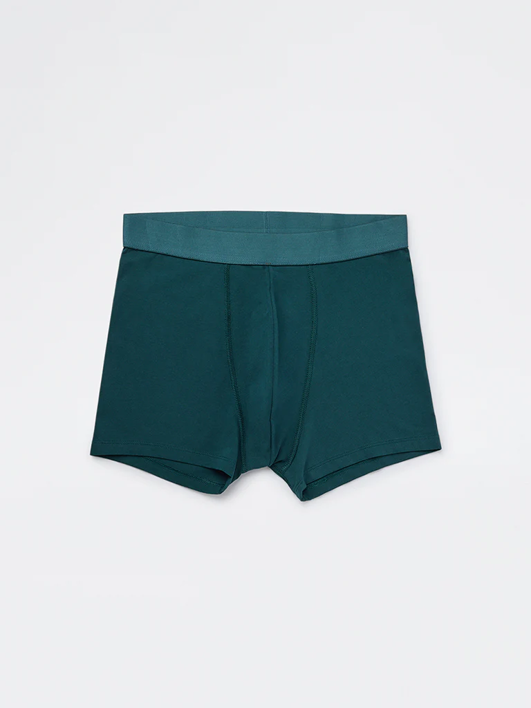 WES Lounge Green Striped Cotton-Blend Trunks - Pack of 3 - Image 2