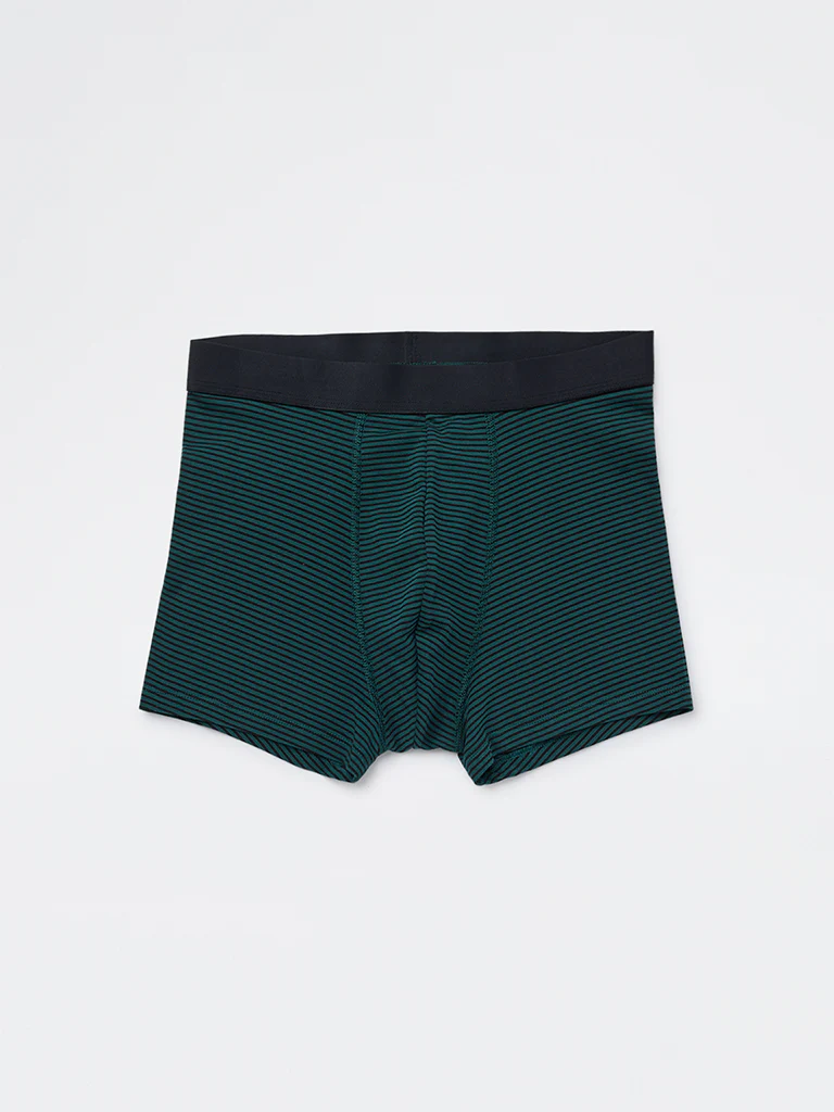WES Lounge Green Striped Cotton-Blend Trunks - Pack of 3 - Image 3