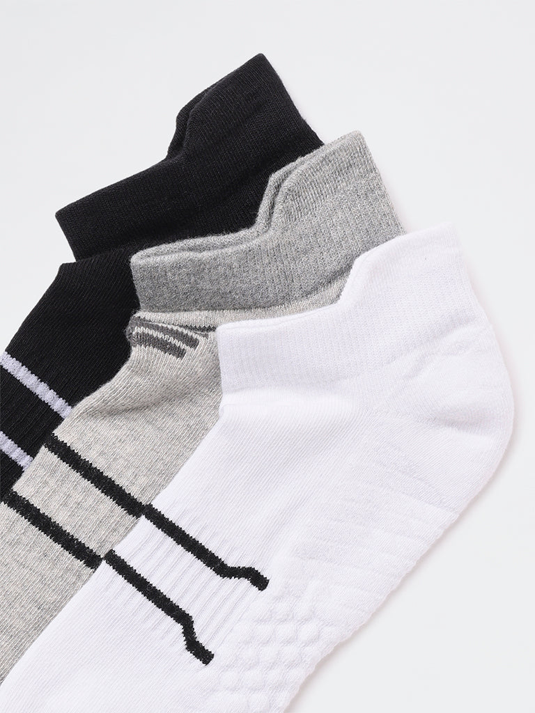 WES Lounge Grey Cotton-Blend Socks - Pack of 3 - Image 3