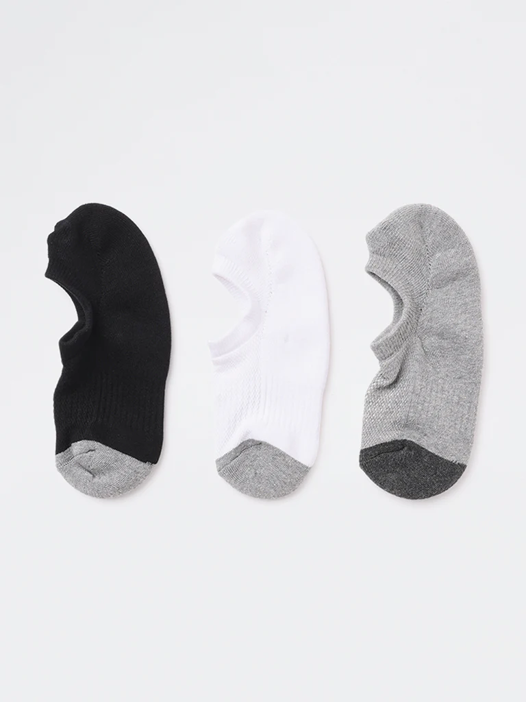 WES Lounge Grey Cotton-Blend Socks - Pack of 3