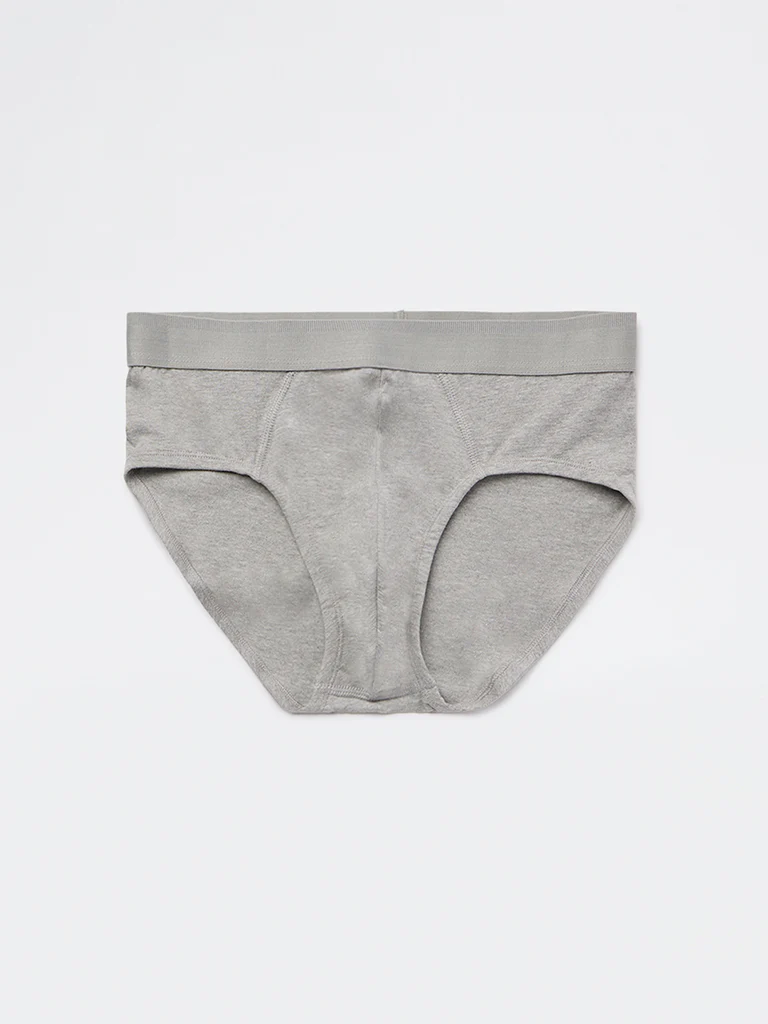 WES Lounge Grey Relaxed-Fit Cotton-Blend Briefs - Pack of 3 - Image 3
