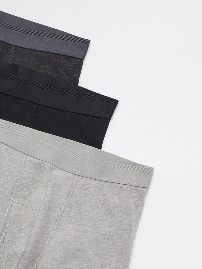WES Lounge Grey Relaxed-Fit Cotton-Blend Trunks - Pack of 3 - Image 5