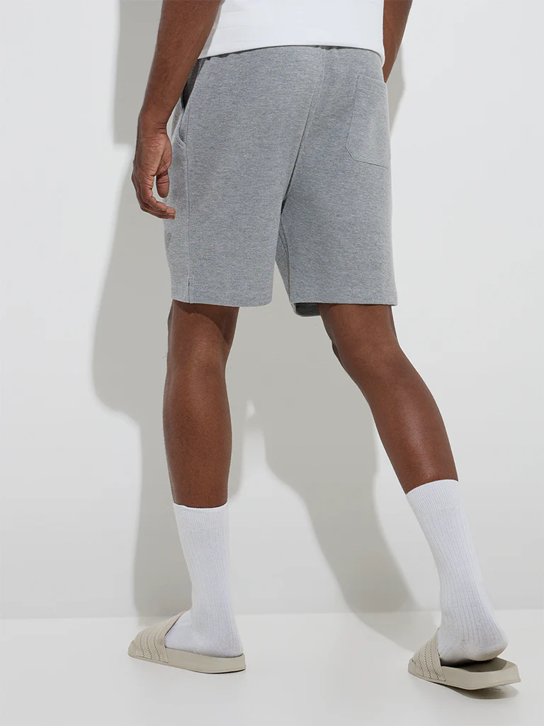 WES Lounge Grey Relaxed-Fit Mid-Rise Cotton-Blend Shorts - Image 4
