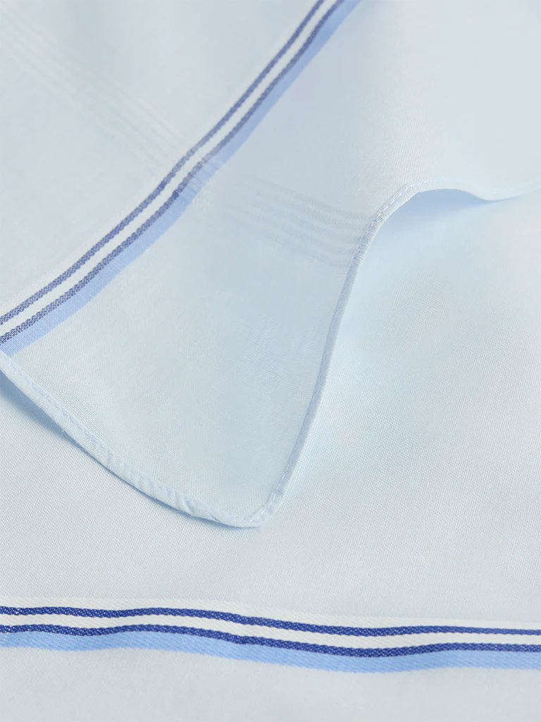 WES Lounge Light Yellow Striped Cotton Handkerchief - Set of 5 - Image 3
