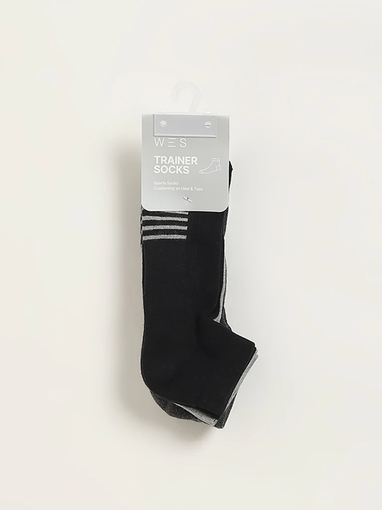 WES Lounge Multicolour Printed Cotton-Blend Trainer Socks - Pack of 3 - Image 3