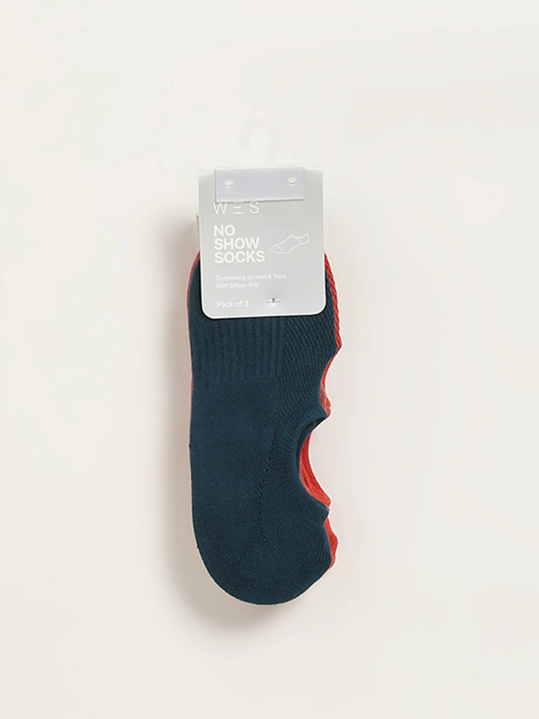 WES Lounge Multicolour Solid Cotton-Blend Socks - Pack of 3 - Image 3