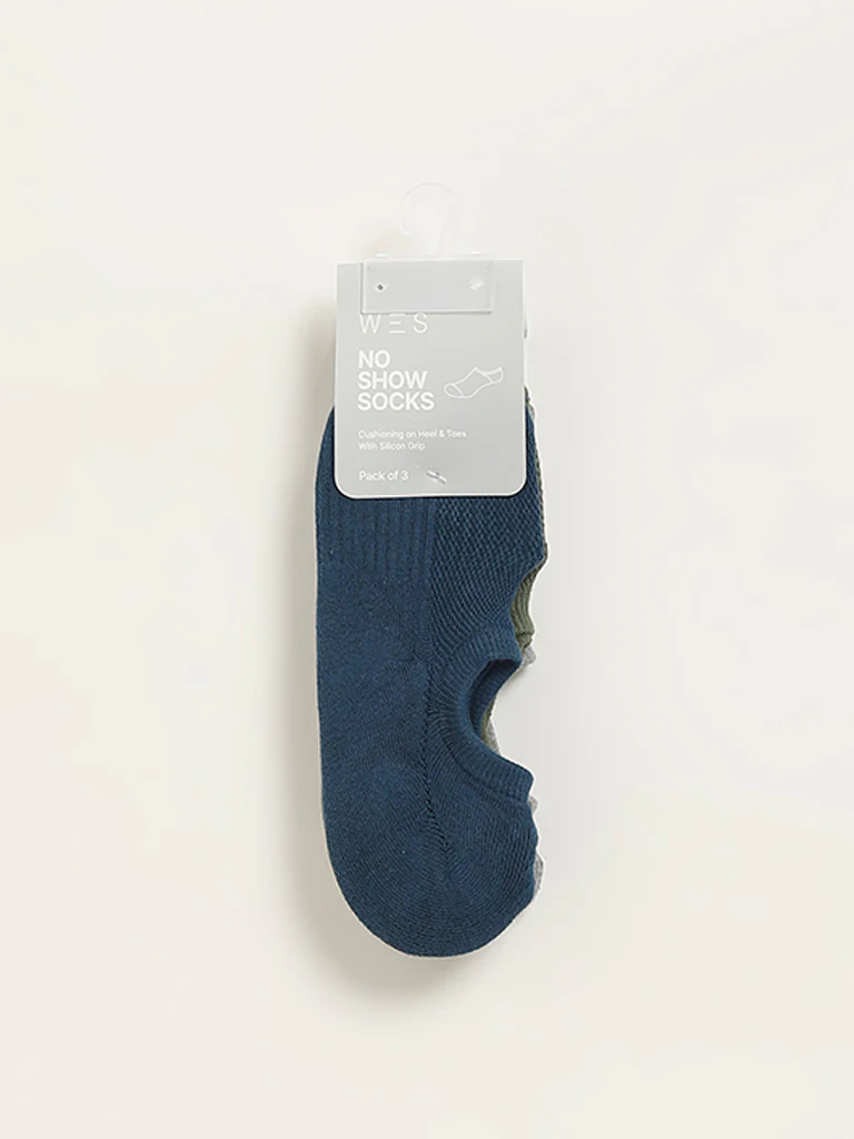 WES Lounge Multicolour Solid Cotton-Blend Socks - Pack of 3 - Image 3