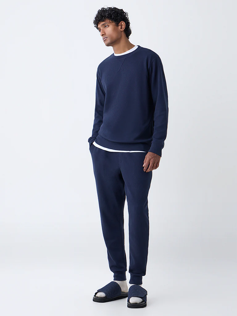 WES Lounge Navy Relaxed-Fit Cotton-Blend Sweatshirt - Image 3