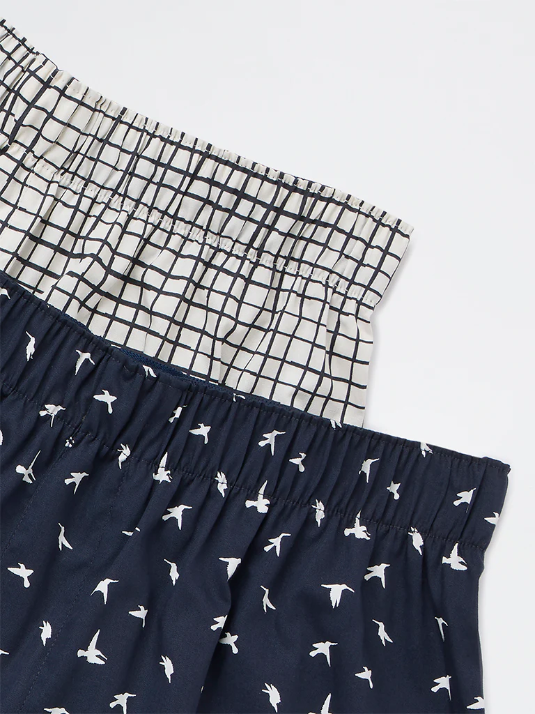 WES Lounge Navy Relaxed-Fit Cotton Boxers - Pack of 2 - Image 3