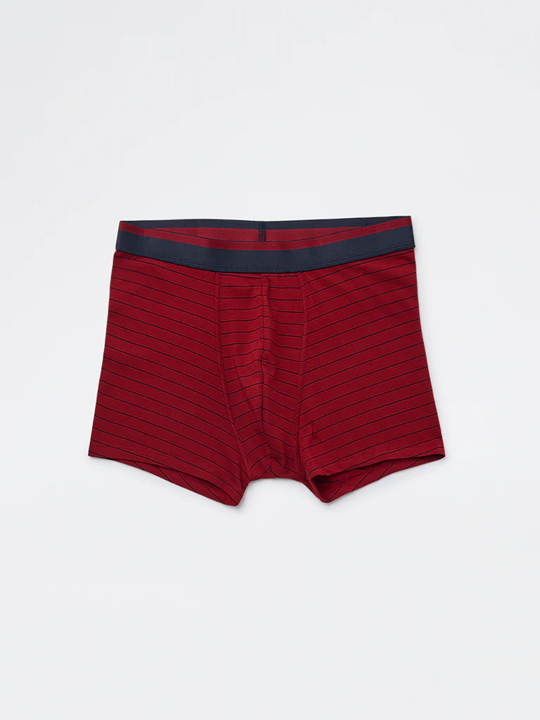 WES Lounge Red Striped Cotton-Blend Trunks - Pack of 3 - Image 2