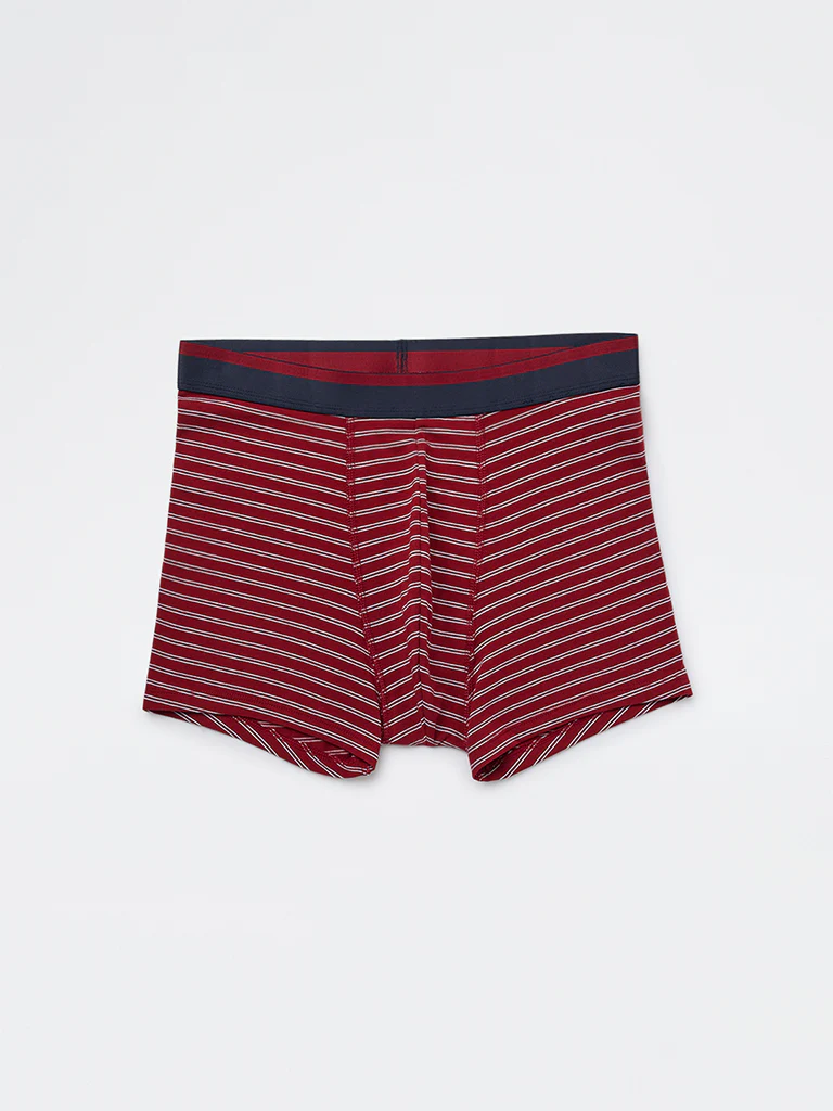 WES Lounge Red Striped Cotton-Blend Trunks - Pack of 3 - Image 3