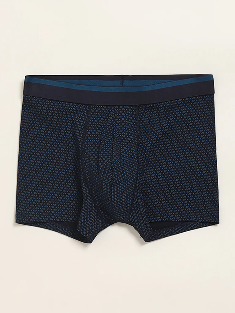 WES Lounge Teal Cotton-Blend Relaxed Fit Trunks - Pack of 3 - Image 3