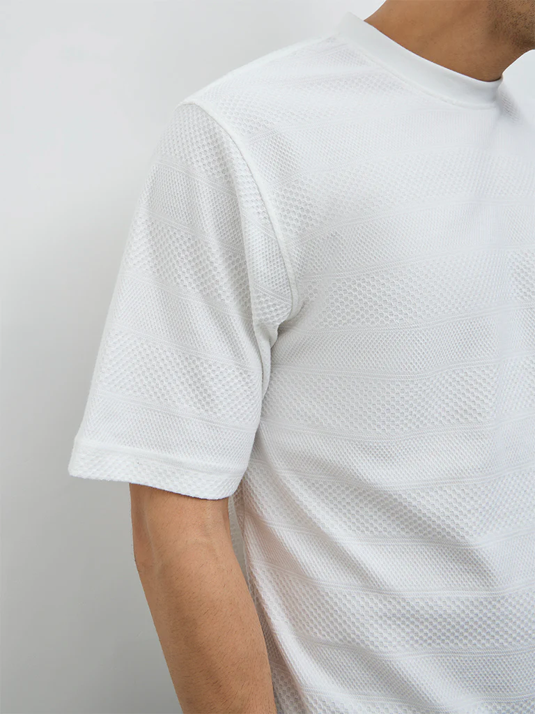 WES Lounge White Relaxed-Fit Cotton-Blend T-Shirt - Image 3
