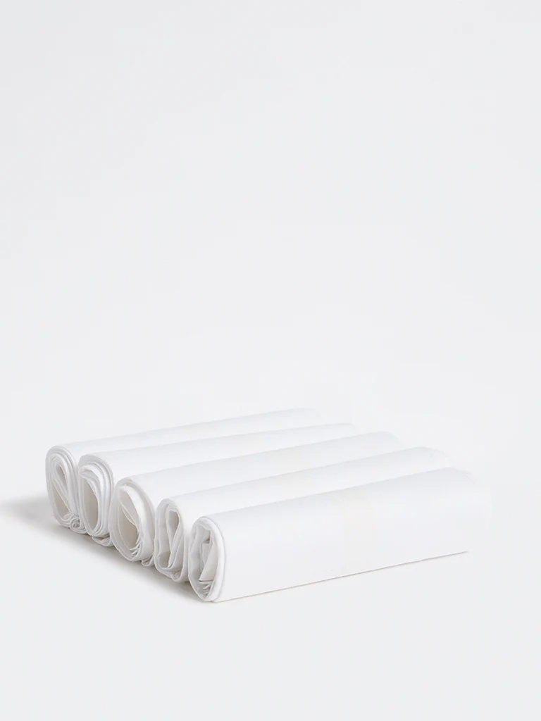 WES Lounge White Solid Cotton Handkerchief - Set of 5 - Image 3