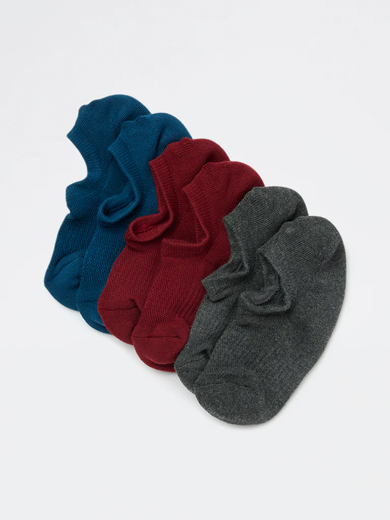 WES Lounge Wine Cotton-Blend Socks - Pack of 3 - Image 2