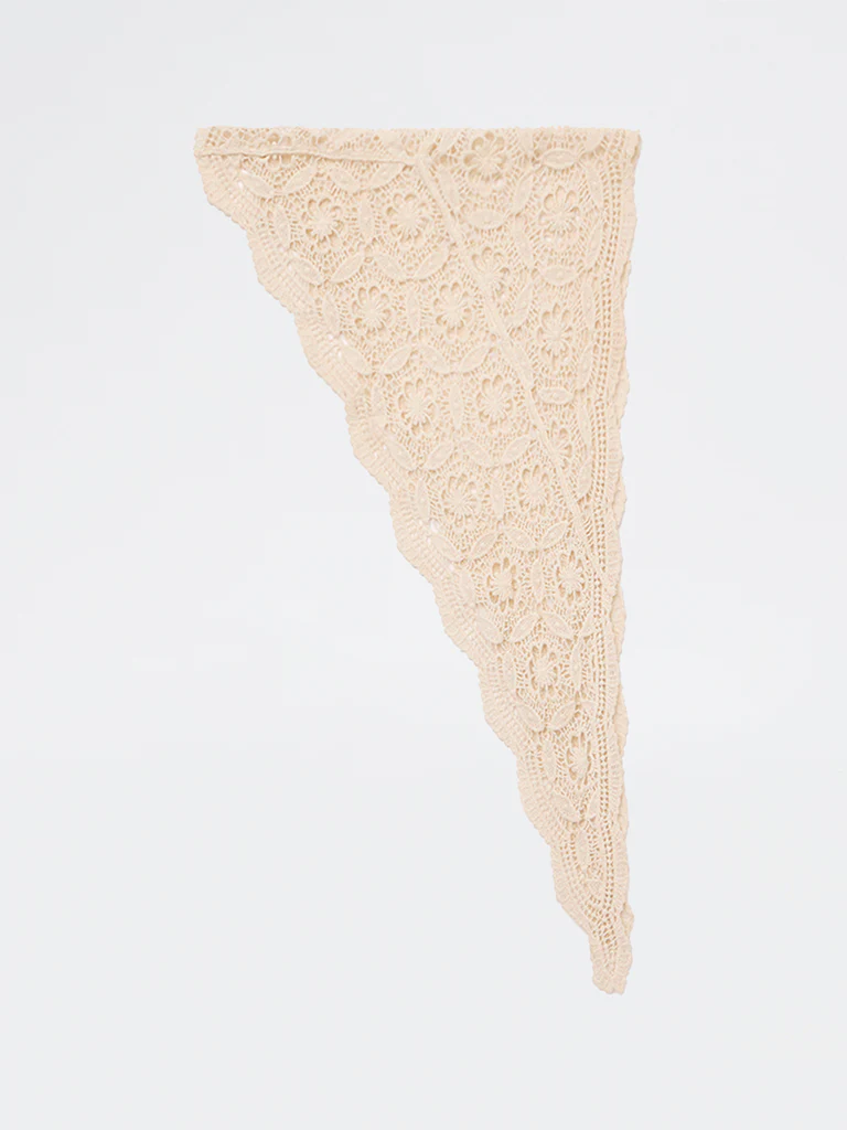 Westside Accessories Beige Crochet Design Scarf
