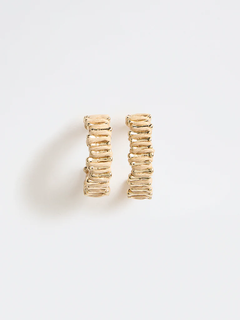 Westside Accessories Beige Raffia Hoop Earrings