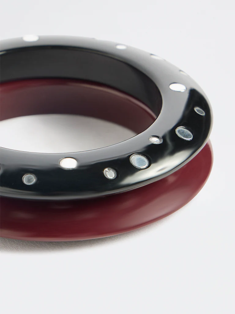 Westside Accessories Black and Burgundy Studded Bangles – Pack of 2 - Image 3