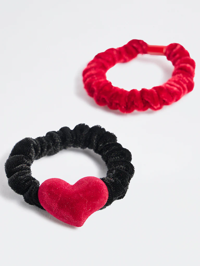 Westside Accessories Black and Red Velvet Hair Ties - Pack of 2 - Image 3