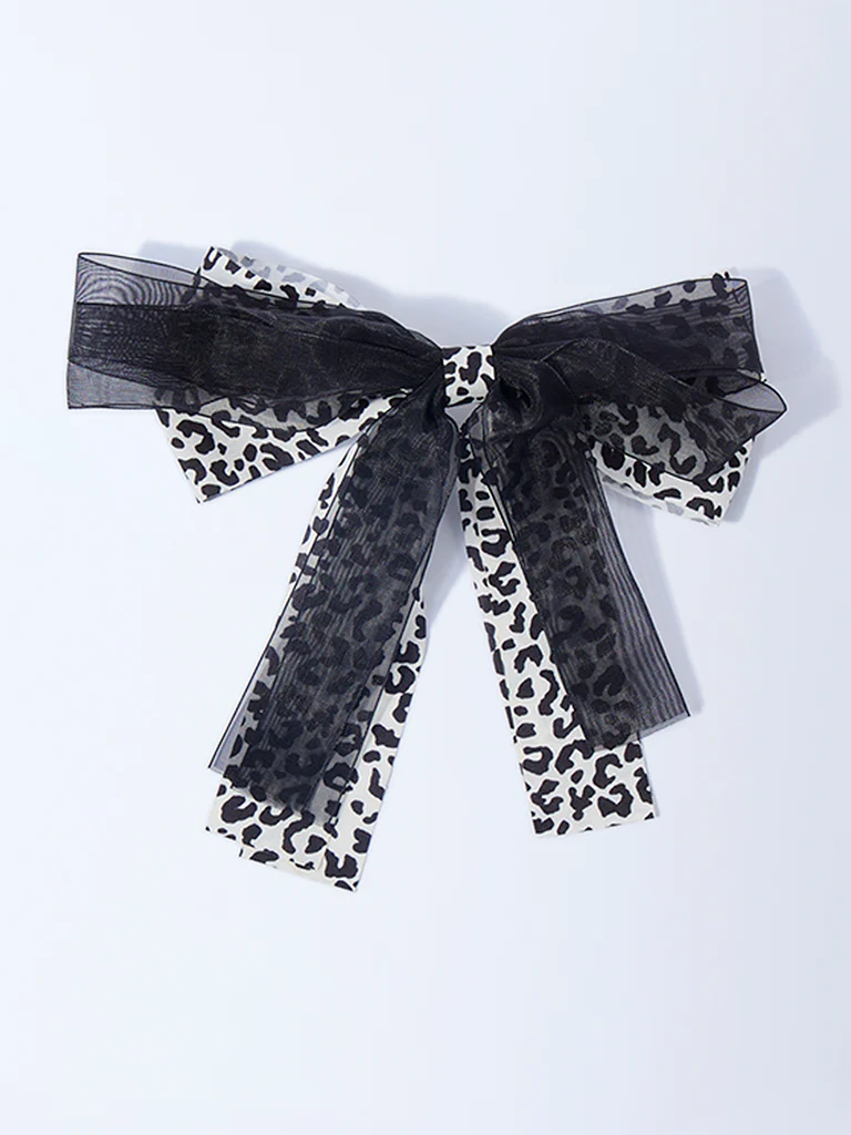 Westside Accessories Black Animal Printed Bow Clip