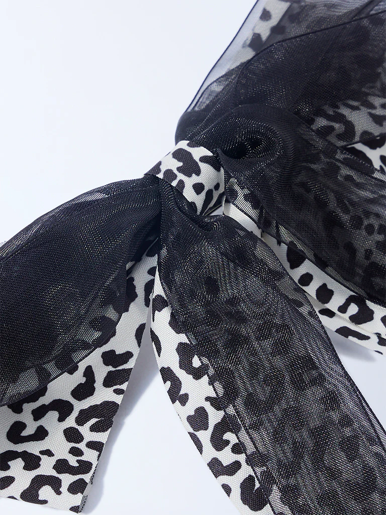 Westside Accessories Black Animal Printed Bow Clip - Image 3