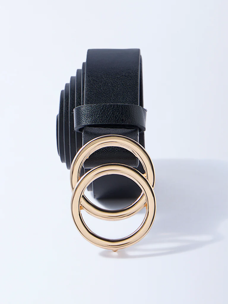 Westside Accessories Black Circular-Buckle Detailed Belt - Image 2