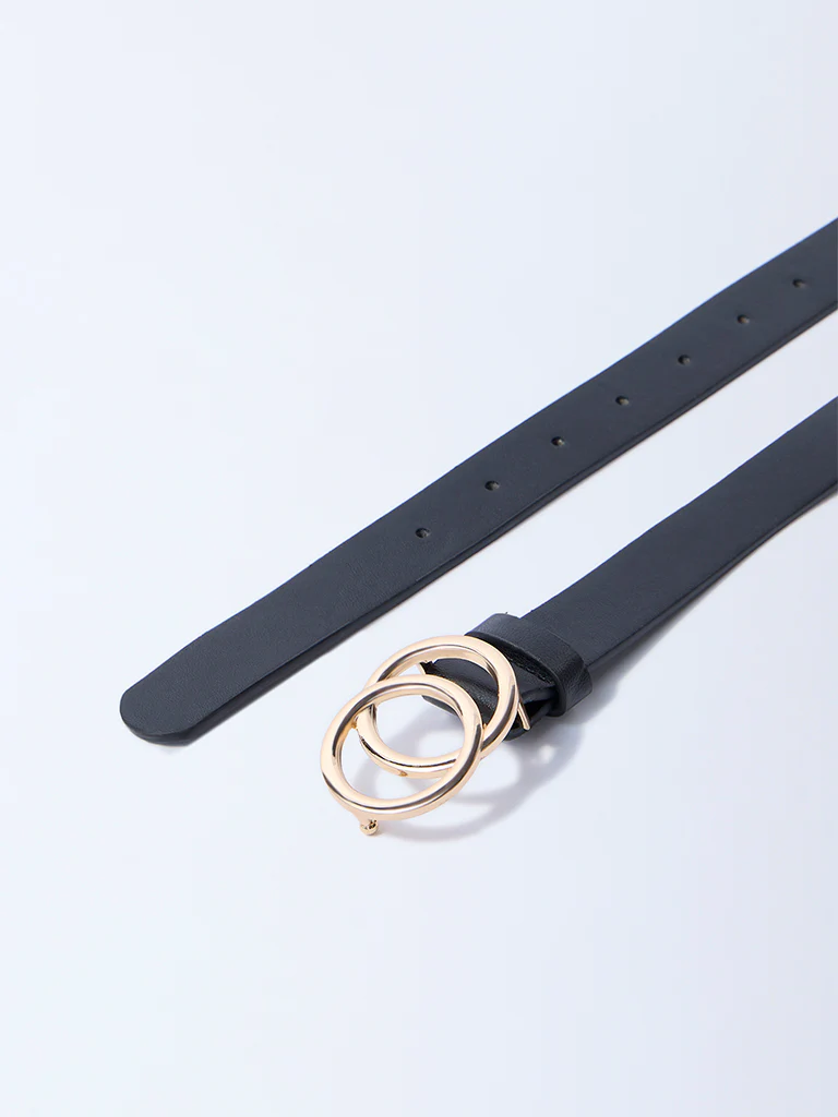 Westside Accessories Black Circular-Buckle Detailed Belt - Image 3
