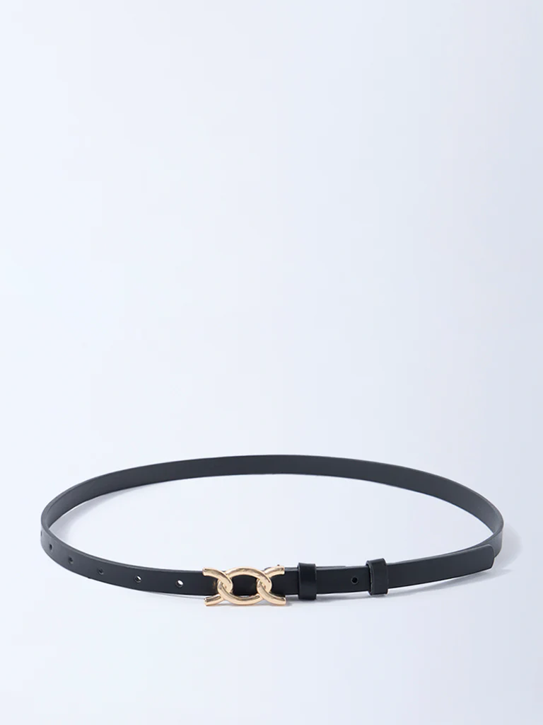 Westside Accessories Black Fancy-Buckle Detailed Belt