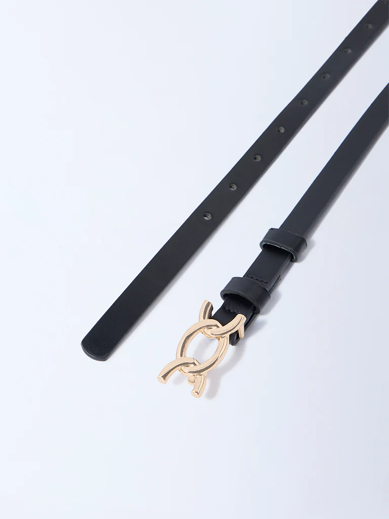 Westside Accessories Black Fancy-Buckle Detailed Belt - Image 3