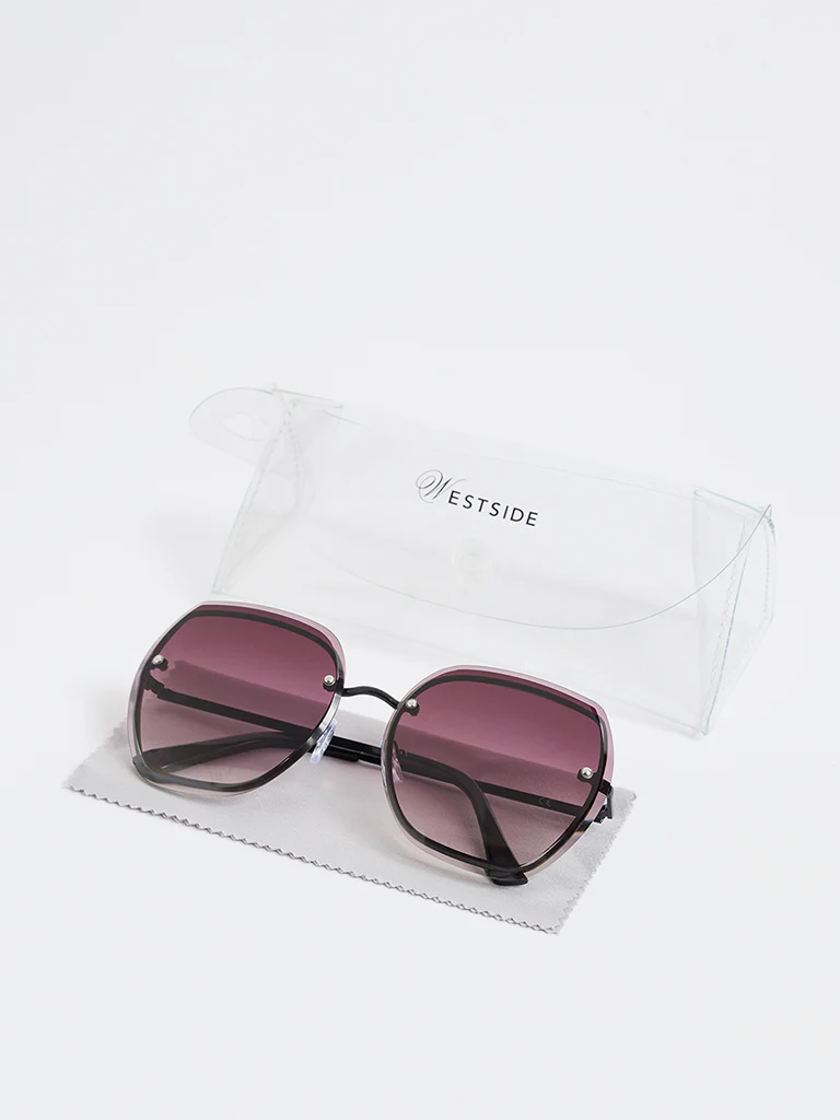 Westside Accessories Black Metal Square-Frame Sunglasses - Comes with a Pouch and Cleaning Cloth - Image 4